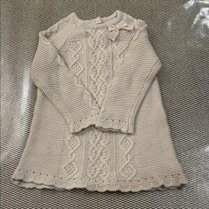 Kids Knit Sweater Dress with Bow Accent